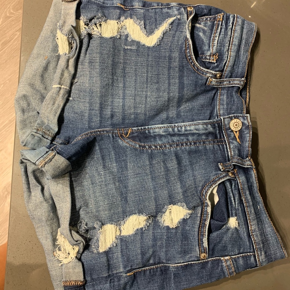 Ripped jean shorts